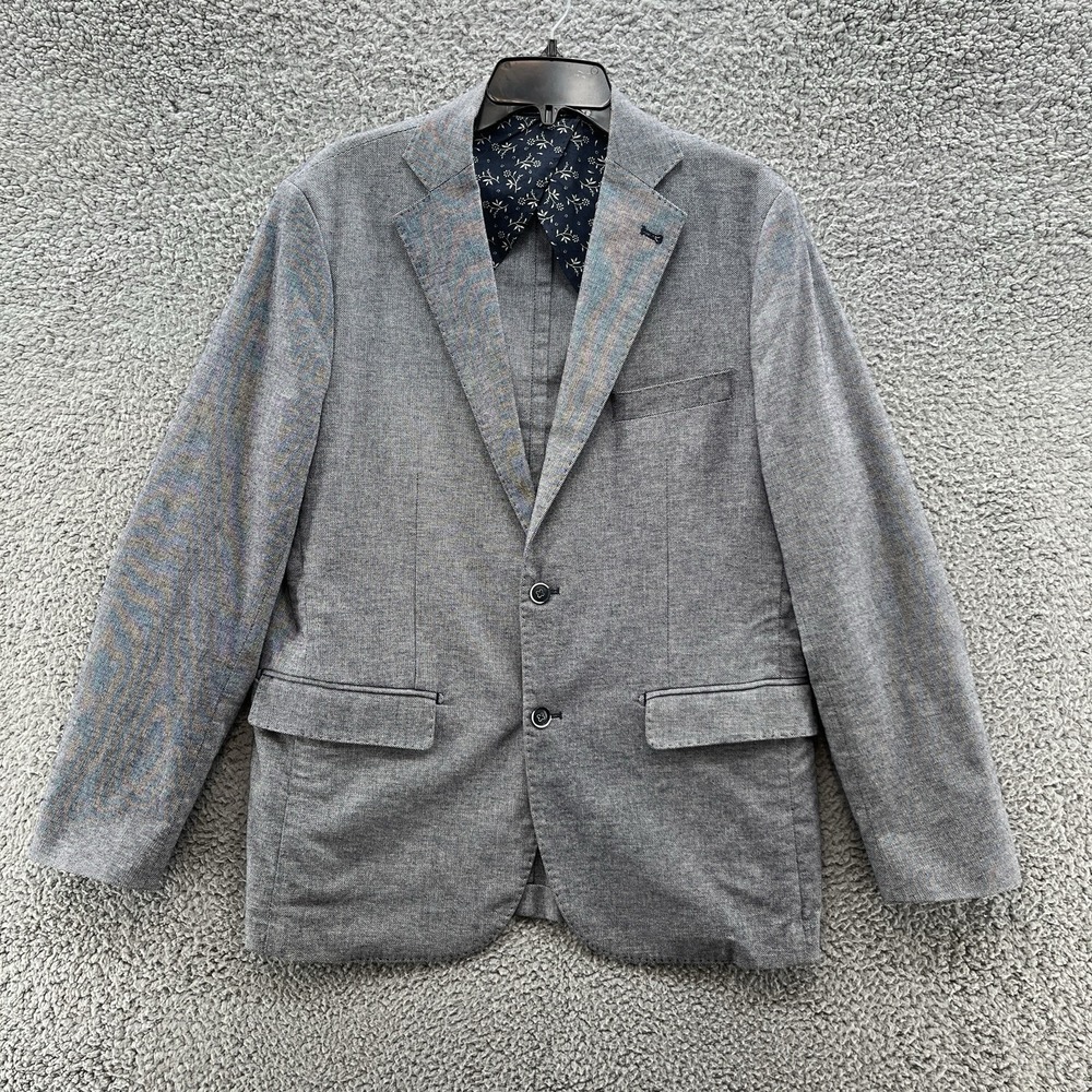 Gutteridge Sport Coat Mens 40 Navy Cotton Unlined Academia Elbow Patch Blazer